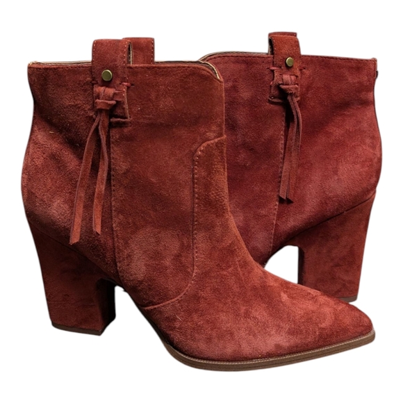 Sam Edelman Niomi Paprika Suede Ankle Boots Size 6.5 Western Chic Boho Cowgirl - Picture 1 of 11